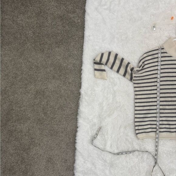 Madewell Turtleneck Sweater in Gray and White Stripes - Picture 11 of 13